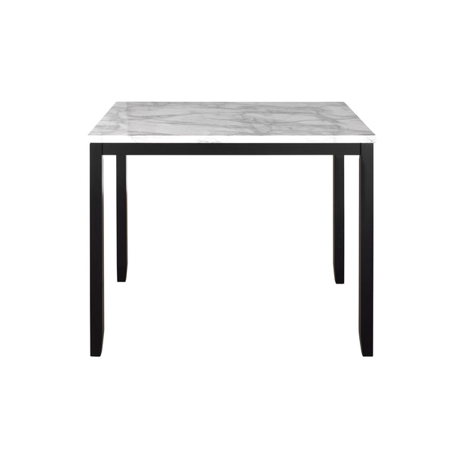 TOPMAX 5 Piece Counter Height Faux Marble Modern Dining Set with Matching Chairs and Marble Veneer for Home, Beige