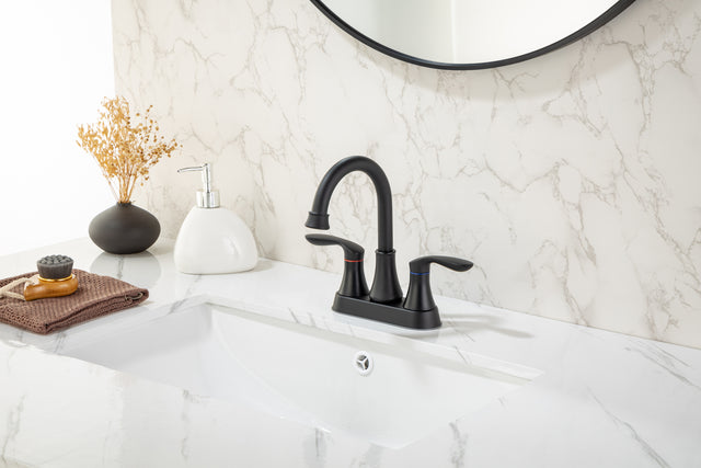 2-Handle Lavatory Faucet Brushed Nickel Bathroom Sink Faucet with Metal Pop-up Drain and Faucet Supply Lines