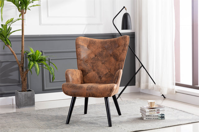 COOLMORE Accent chair Living Room/Bed Room, Modern Leisure Chair Coffee color Microfiber fabric