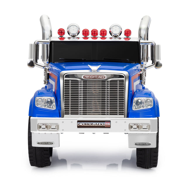 12V Kids Battery Electric Ride On Car Toy, Optimus Prime Truck with Remote Control, Transformers Die-Cast Vehicle W/ Music, Rear Loader, Blue