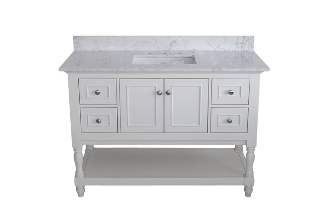 Montary 43"x 22" bathroom stone vanity top carrara jade engineered marble color with undermount ceramic sink and 3 faucet hole with backsplash