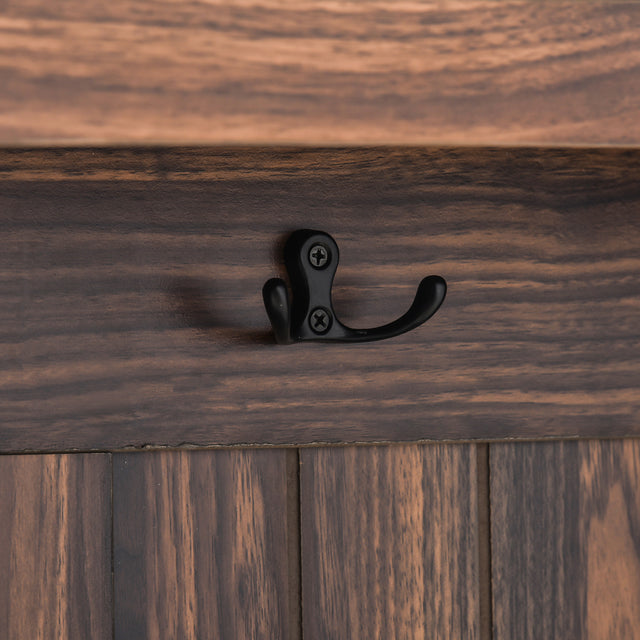 U-Can Hall Tree with 4 Hooks and Hinged Lid, Coat Hanger, Entryway Bench, Storage Bench, 3-in-1 Design, 69INCH, for Entrance, Hallway (Tiger)