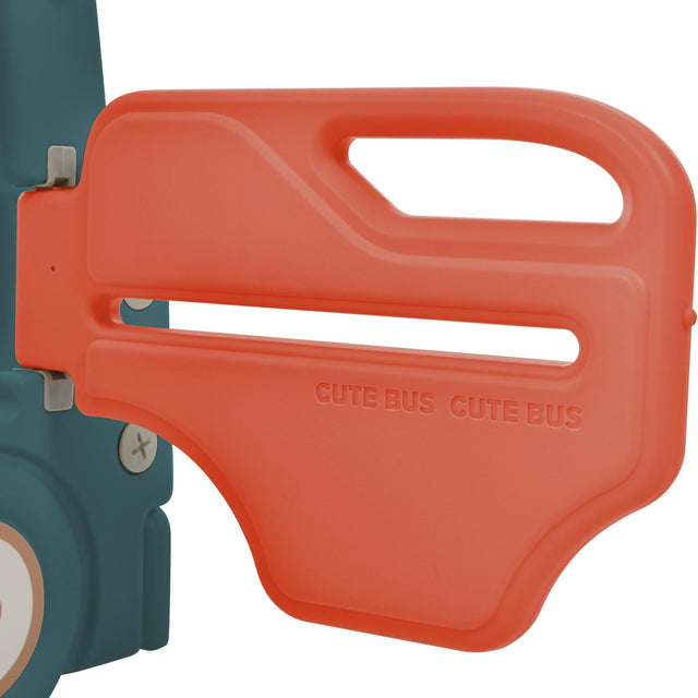 Kids Slide Playset Structure 9 in 1, Freestanding Castle Climbing Crawling Playhouse with Slide, Arch Tunnel, Ring Toss, Realistic Bus Model and Basketball Hoop, Toy Storage Organizer for Toddlers