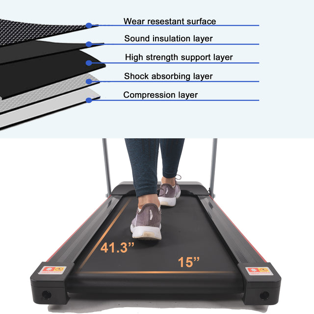 FYC Folding Treadmill for Home with Desk - 2.5HP Compact Electric Treadmill for Running and Walking Foldable Portable Running Machine for Small Spaces Workout, 265LBS Weight Capacity