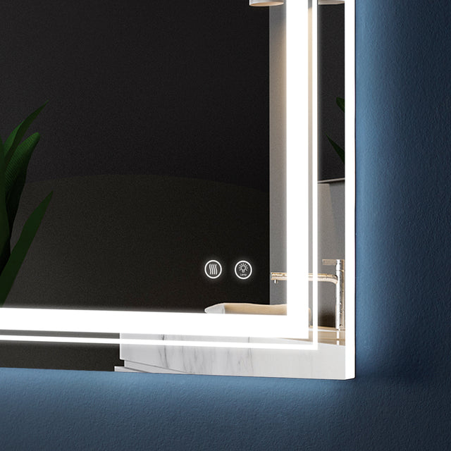 01 Rectangular Bathroom Mirrors with Adjustable Lights and Anti-Fog water