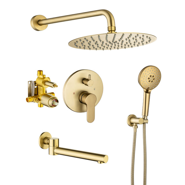Tub Shower Faucets Sets Complete Bathtub Faucet Set Brushed Nickel Bathtub Shower System with Tub Spout, Bathroom Tub and Shower Faucet Combo Trim Kit with Rough-in Valve