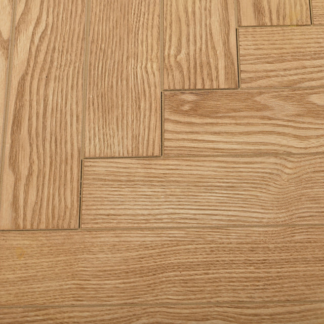 ON-TREND Modern Coffee Table, Easy Assembly Tea Table, Thicken Cocktail Table with w/Chevron Pattern & Metal Hairpin Legs for Living Room, Ash Wood Finished