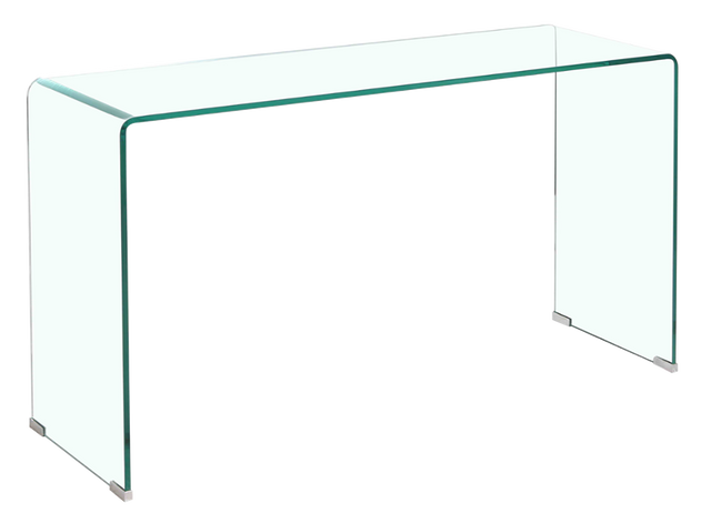 Glass Console Table, Transparent Tempered Glass Console Table with Rounded Edges Desks, Sofa Table