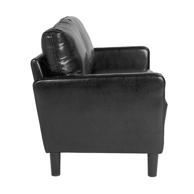 Washington Park Upholstered Loveseat in Black Leather