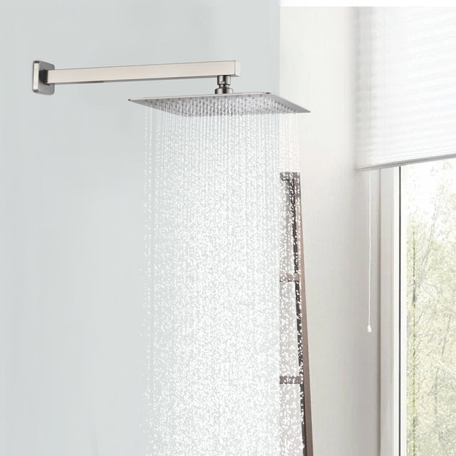 10" Square Rainfall & High Pressure Stainless Steel Bath Showerhead, Waterfall Full Body Coverage With Silicone Nozzle