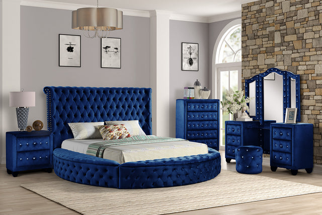 Hazel Queen 6 Pc Vanity Bedroom Set Made With Wood In Blue Color