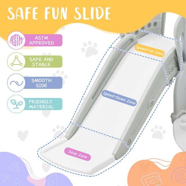 Toddler Slide and Swing Set 3 in 1, Kids Playground Climber Swing Playset with Basketball Hoops Freestanding Combination Indoor & Outdoor