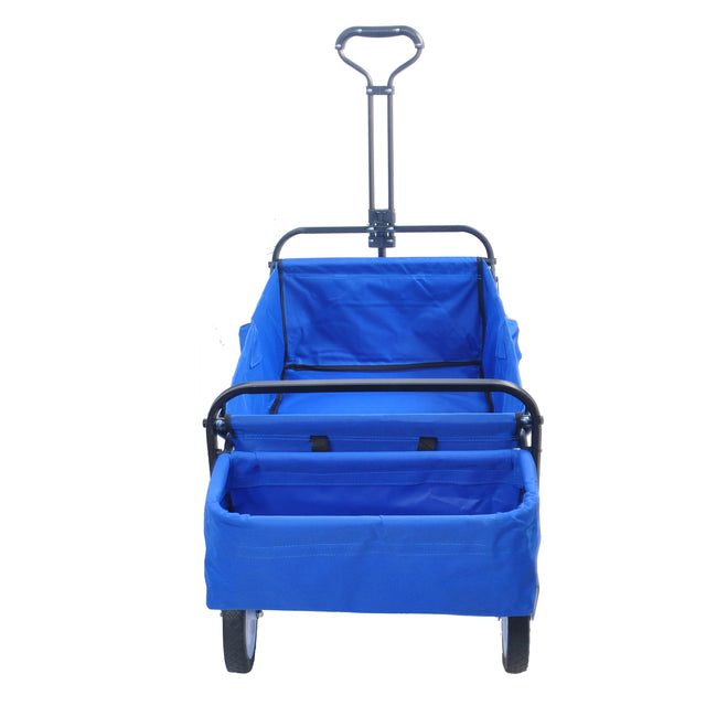 Folding Wagon Garden Shopping Beach Cart (Blue colour)