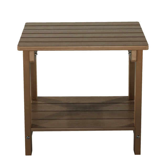 Key West Weather Resistant Outdoor Indoor Plastic Wood End Table, Patio Rectangular Side table, Small table for Deck, Backyards, Lawns, Poolside, and Beaches, Brown