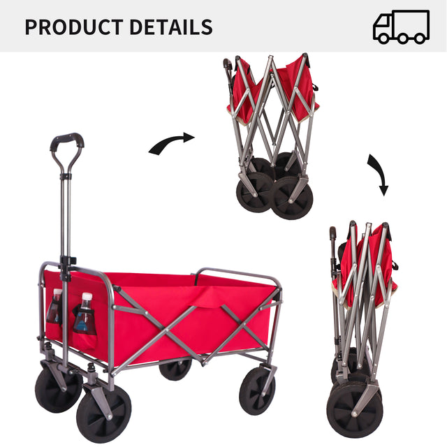 Outdoor Garden Multipurpose Micro Collapsible Beach Trolley Cart Camping Folding Wagon