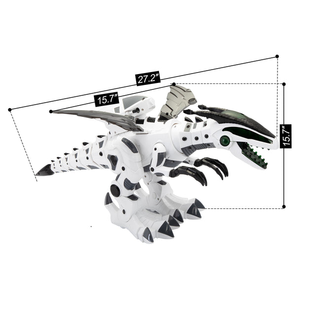 Remote Control Dinosaur Toy, Intelligent Dinosaur Robot with Spray Mist and Battle Mode for Toddler 3-10 Year Old, Grey & White