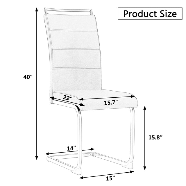 Modern Dining Chairs, PU Faux Leather High Back Upholstered Side Chair transverse stripe backrest design for Dining Room Kitchen Vanity Patio Club Guest Office Chair (Set of 4) ( Gray+PU)