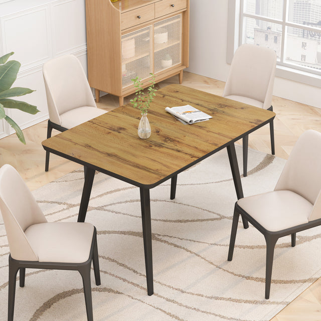 Modern Square Functional Dining Table for Dining Room,Industrial Style,Easy Assembly,Oak