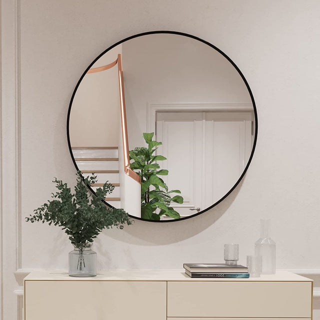 Black 32 IN Metal Round mirror