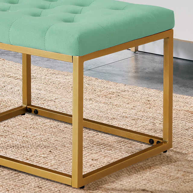 Velvet Shoe Changing Stool,Light green Footstool, Square Vanity Chair, Sofa Stool,Makup Stool .Vanity Seat ,Rest Stool. Piano Bench.Suitable for Clothes Shop,Living Room, Porch, Fitting Room Bedroom