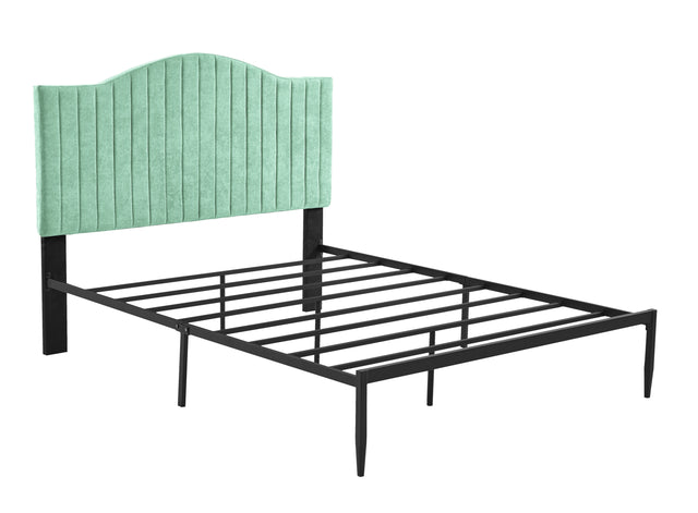 B111 Queen bed Beautiful line stripe cushion headboard Strong iron frame with high temperature paint