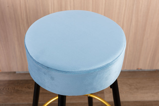 Counter Height Bar Stools Set of 2, Velvet Kitchen Stools Upholstered Dining Chair Stools 24 Inches Height with Golden Footrest for Kitchen Island Coffee Shop Bar Home Balcony,