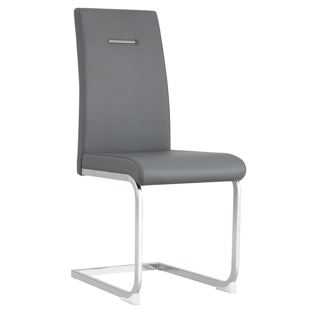 Modern Dining Chairs, PU Faux Leather High Back Upholstered Side Chair ,for Dining Room Kitchen Vanity Patio Club Guest Office Chair (Set of 2) (Grey+PU Leather)