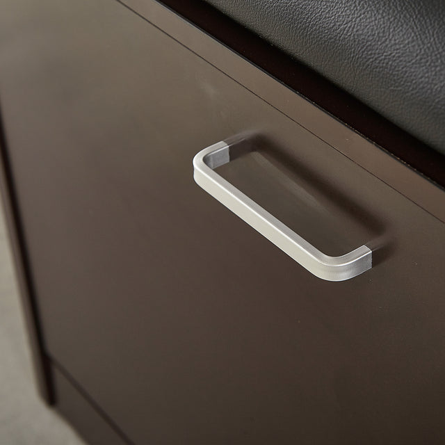 Living room shoe bench with PU seat,small size shoe cabinet,brown finish