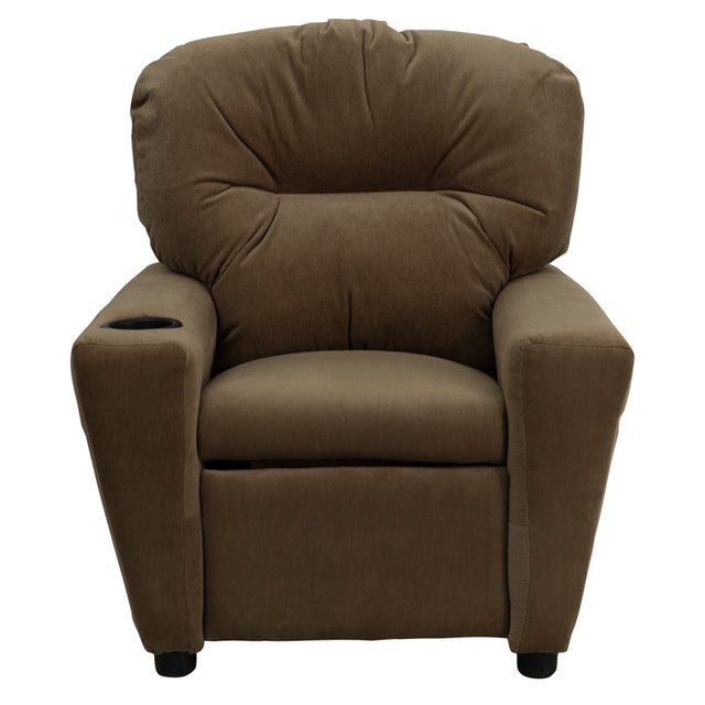 Offex Contemporary Brown Kids Recliner with Cup Holder