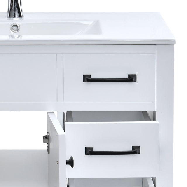 36 Inch W White Bathroom Vanity Set with Faucet and Mirror