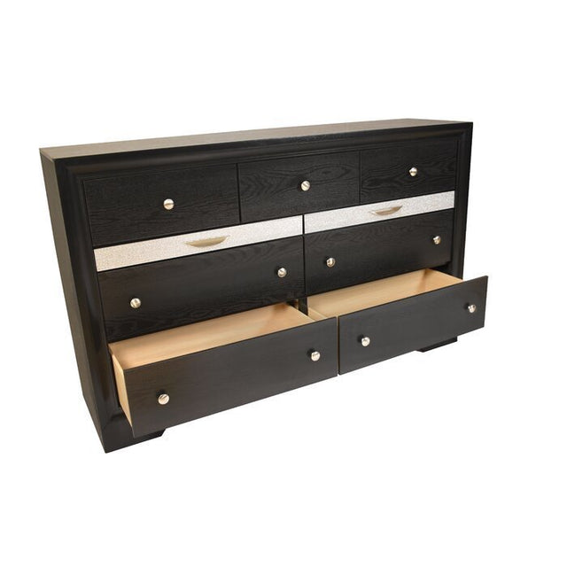 Traditional Matrix 7 Drawer Dresser in Black made with Wood