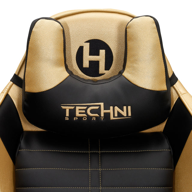 Techni Sport Ergonomic Racing Style Gaming Chair - Golden
