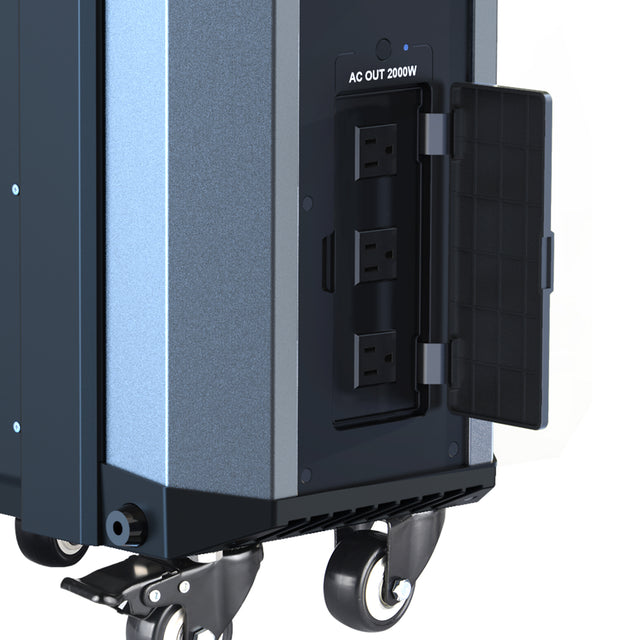 Trolley case, 2515Wh portable power station, for outdoor travel, home backup power, 3×AC120V output, a total of 2000W stable output power, peak power 4000W, LCD display, 3×DC5V/3A USB, 3×DC12V/10A out