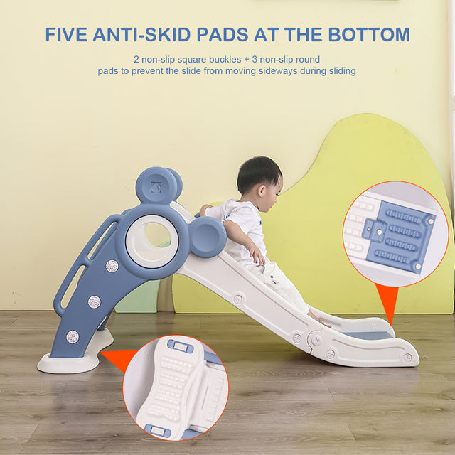 Children\'s Folding Slides with Stairs,Outdoor Small Children\'s Slide Toys Multifunctional Toys,Blue/ Toddler Folding Slide Plastic Kids Slide for Toddlers Age 1-3 Indoor Slide Children Climber Toy