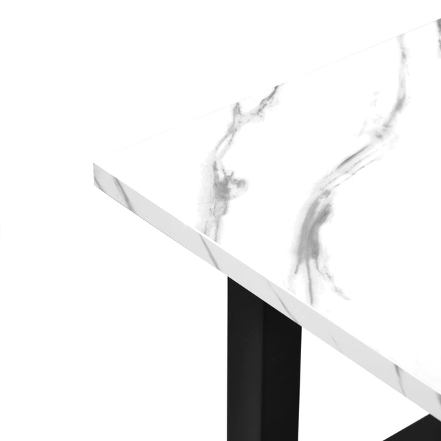 TOPMAX Multifunctional Counter Height Kitchen Dining Room Prep Table Kitchen Island, Kitchen Rack with Large Worktop, Console Side Table for Living Room, Faux Marble Tabletop