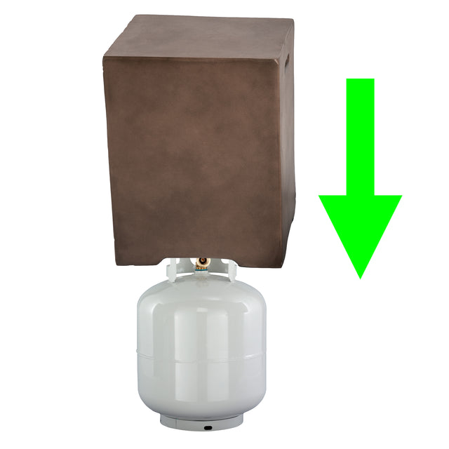 Outdoor Concrete Fire Pit Table with Propane Tank Cover-Brown