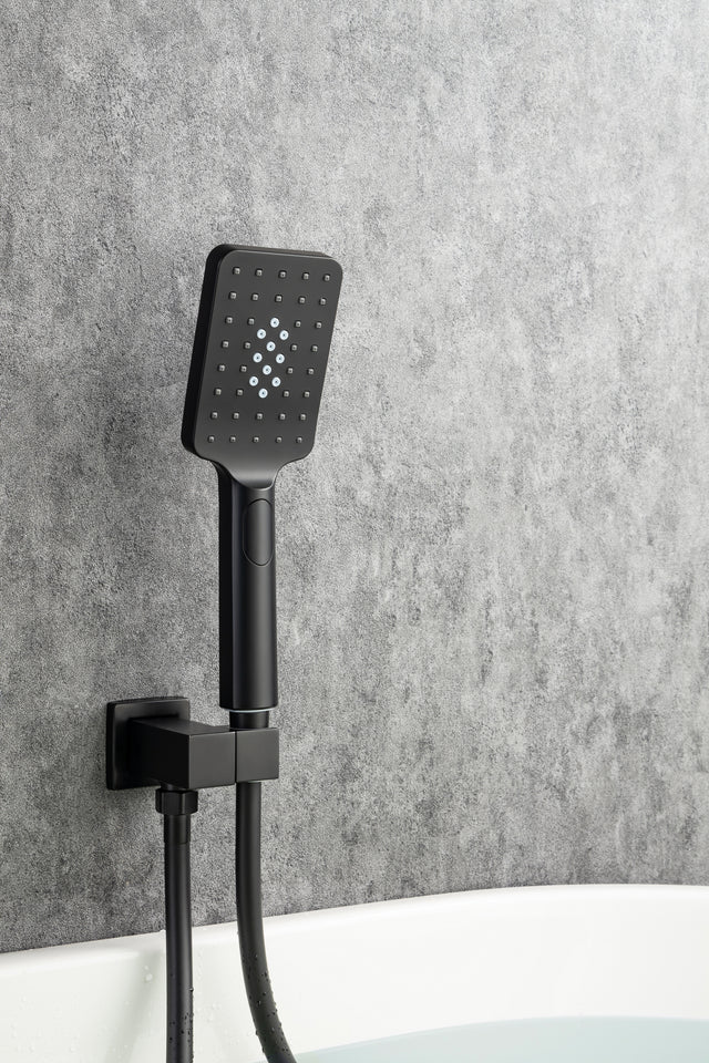 Waterfall Tub Faucet Wall Mount Roman Tub Filler Chrome Single Handle Brass Bathroom Bathtub Faucet with Hand Shower