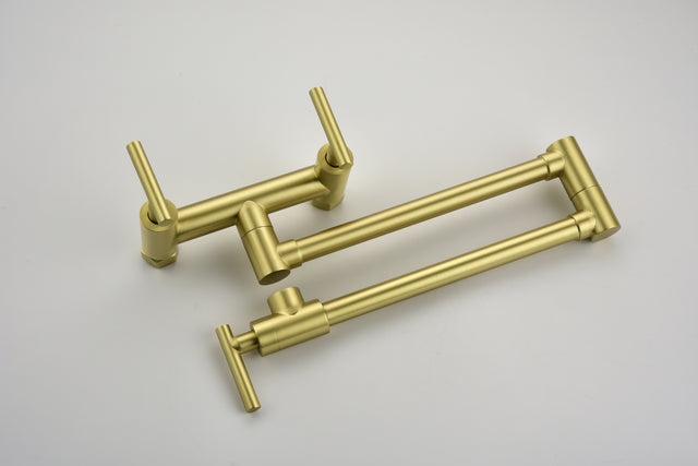 Pot Filler Faucets Both Hot Cold Water Wall Faucet Brass Faucets Kitchen Folding Kitchen Faucets Commercial Sink Faucet 3 Handles 2 Holes Joint Swing Arm Faucets