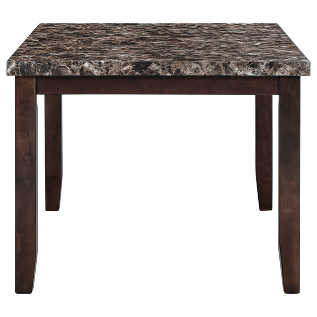 6-piece Faux Marble Dining Table Set with one Faux Marble Dining Table ,4 Chairs and 1 Bench, Table: 60”x38”x 30”,Chair: 20.2”x28.5”x39”, Black
