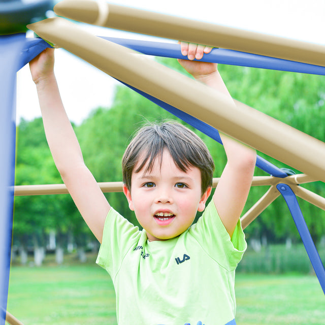 Kids Climbing Dome with Canopy and Playmat - 10 ft Jungle Gym Geometric Playground Dome Climber Play Center, Rust & UV Resistant Steel Supporting 1000 LBS