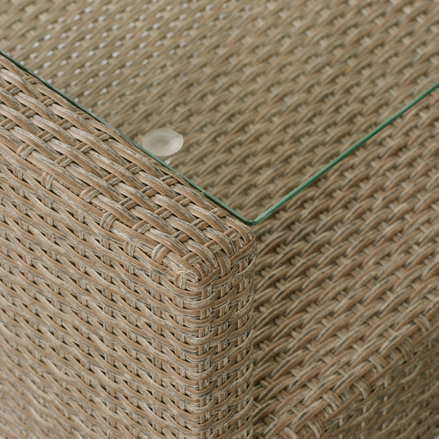 U_STYLE Outdoor, Patio Furniture Sets, 4 Piece Conversation Set Wicker Ratten Sectional Sofa with Seat Cushions(Beige Brown)