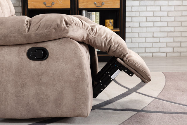 Recliner Chair Overstuffed, Manual Reclining Single Couch Wide Seat with Thickened Headrest and Back (Camel)