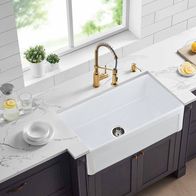 Inch White Farmhouse Sink Deep Apron Sink Undermount Farmhouse Kitchen Sink Single Farm Sink