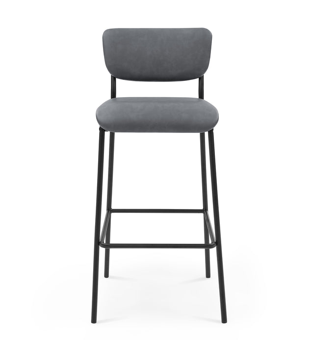 Pu Faux Leather Bar Stools Set of 2, Pub Barstools with Back and Footrest, Grey (18.25"x20“x38.5”)