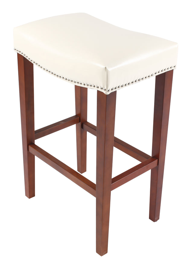 White Leather Barstool 2 pcs Set - 30 inch Seater height