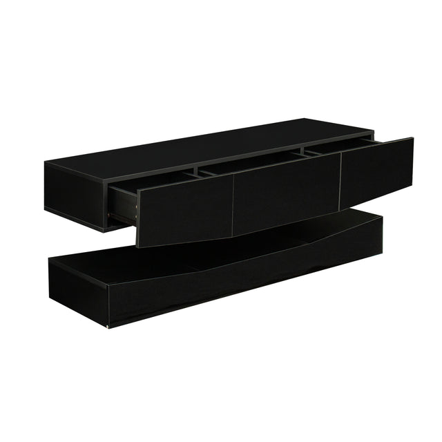 LED TV Stand for 55 inch TV, Modern Entertainment Center with LED Lights, TV & Media Furniture Console for Under TV Living Game Room Bedroom,Black