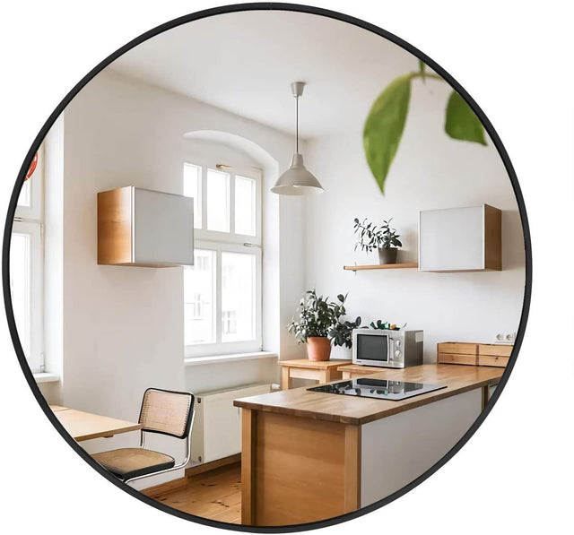 Black 32 IN Metal Round mirror