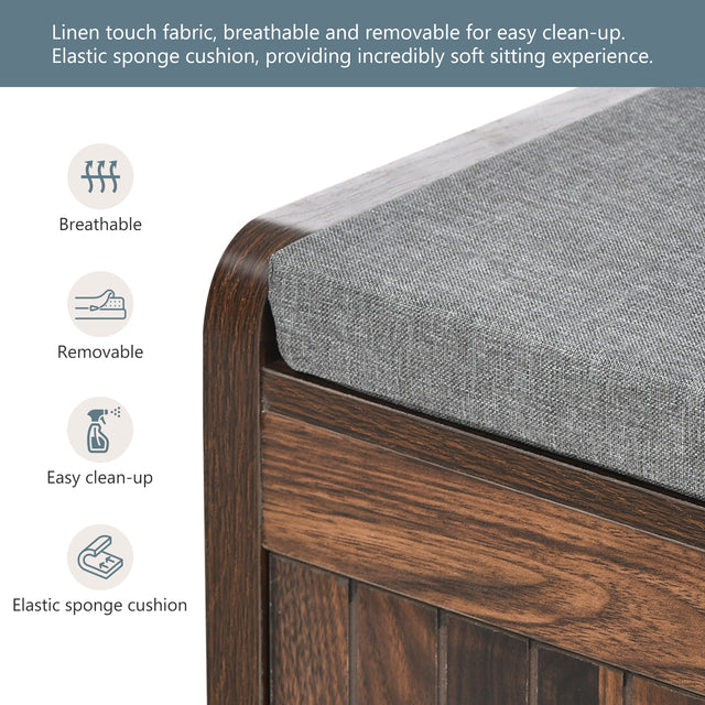 U-Can Hall Tree with 4 Hooks and Hinged Lid, Coat Hanger, Entryway Bench, Storage Bench, 3-in-1 Design, 69INCH, for Entrance, Hallway (Tiger)