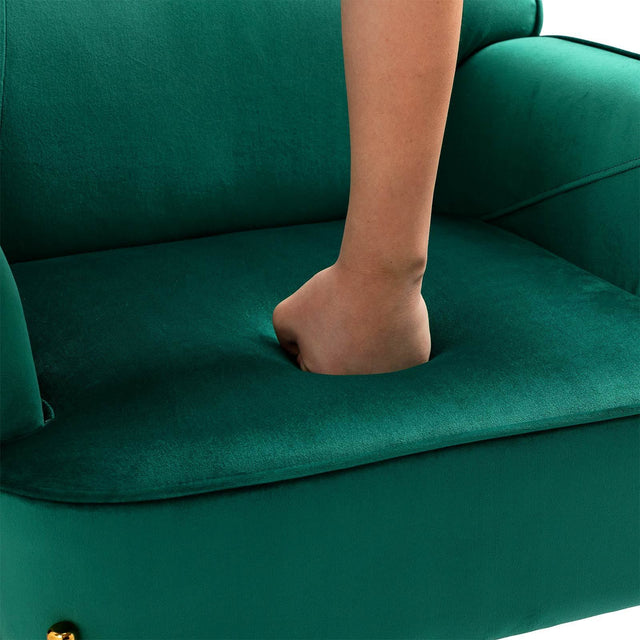 Velvet Accent Upholstered Chair, Living Room Chair, Modern Reception Arm Chair with Golden Legs for Bedroom Reading Room