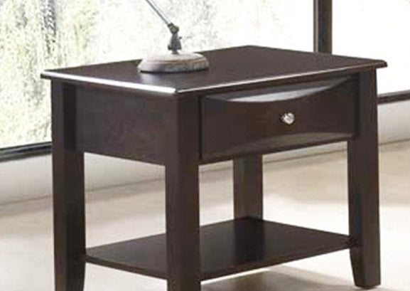 Simple Modern Look Wooden End Table Living Room Sofa Side Table Venner DrawerAnd Shelf